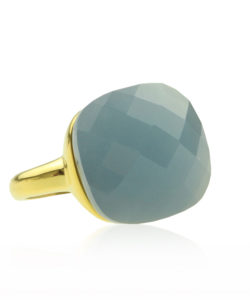 Ring - Square Gem Gold - Hellblau