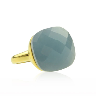 Ring - Square Gem Gold - Hellblau
