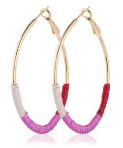 Oval Hoops Gold - Fuchsia Red Taupe
