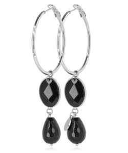 Silver Hoops - Black