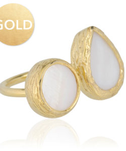 My Jewellery Gold 2 Stone Ring - Gold Pearl