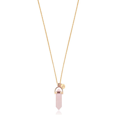 Gold Stone Necklace - Pink-67 cm