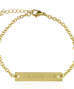 Inspiring Bar Bracelet - Live Laugh Love-Goud
