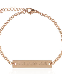 Inspiring Bar Bracelet - Live Laugh Love-Rose goud